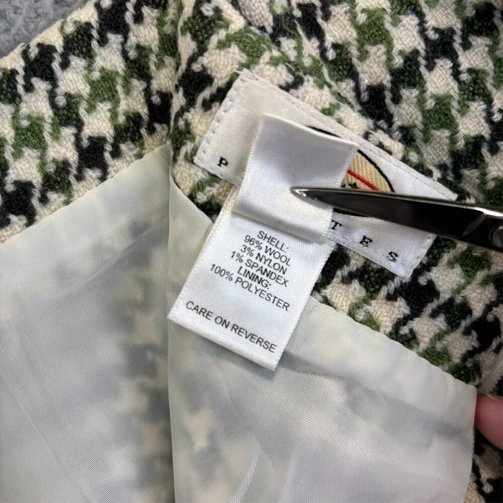 Talbots Skirt 12 Houndstooth Academia Preppy Office Wool Pencil Lined VTG Green - Picture 4 of 9